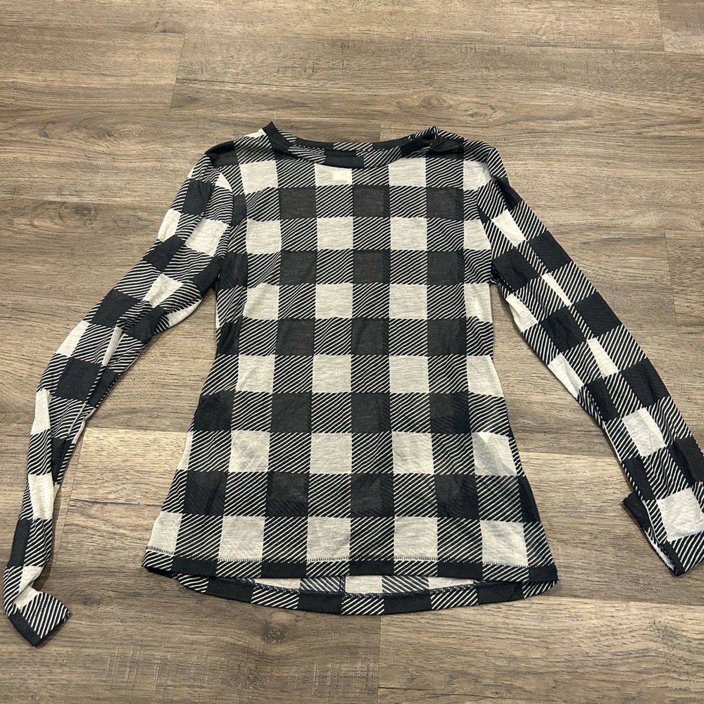 Rag & Bone Black and White Checkered Long Sleeve Top